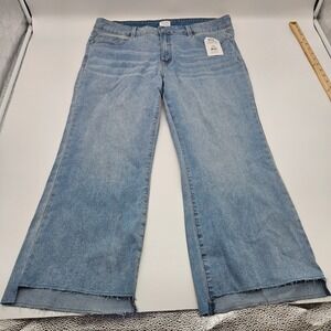 Time and Tru Women Kick Flare Jeans Sky Blue Wash Raw Hem Size 18 Regular NEW